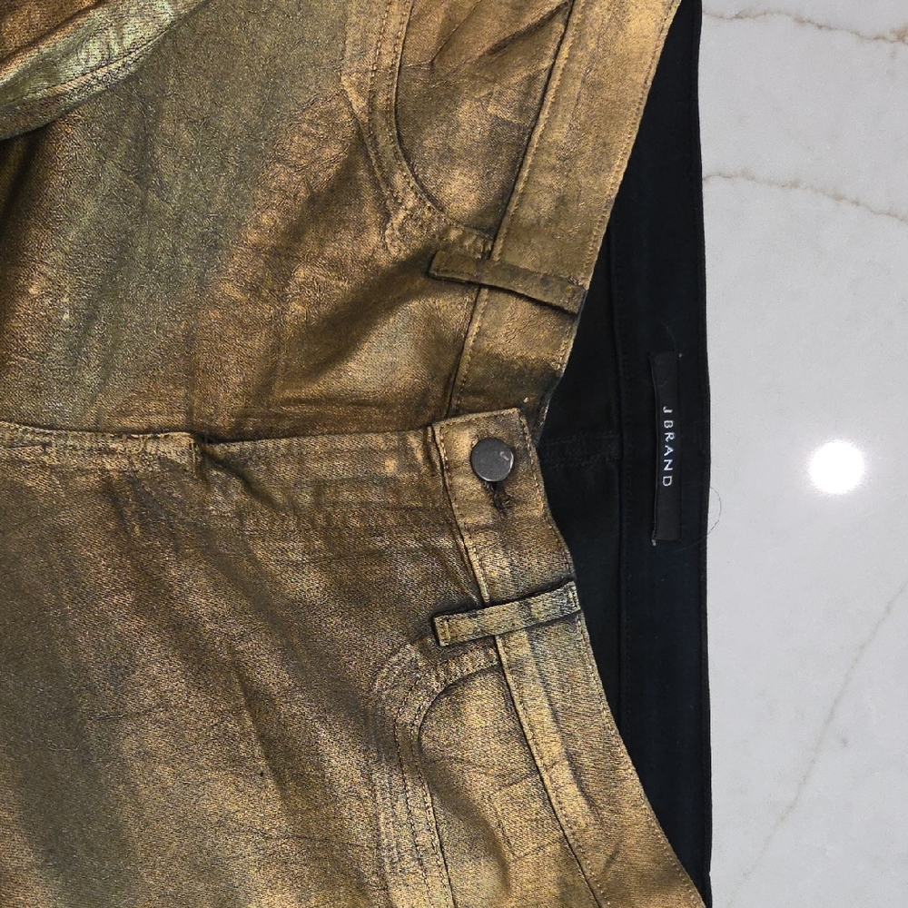 J Brand Gold Metallic Skinny Jeans